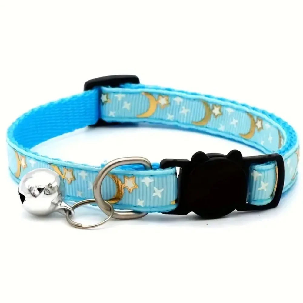 NEW! Adjustable Break Away Cat & Small Dog Moon and Stars Collars with B…